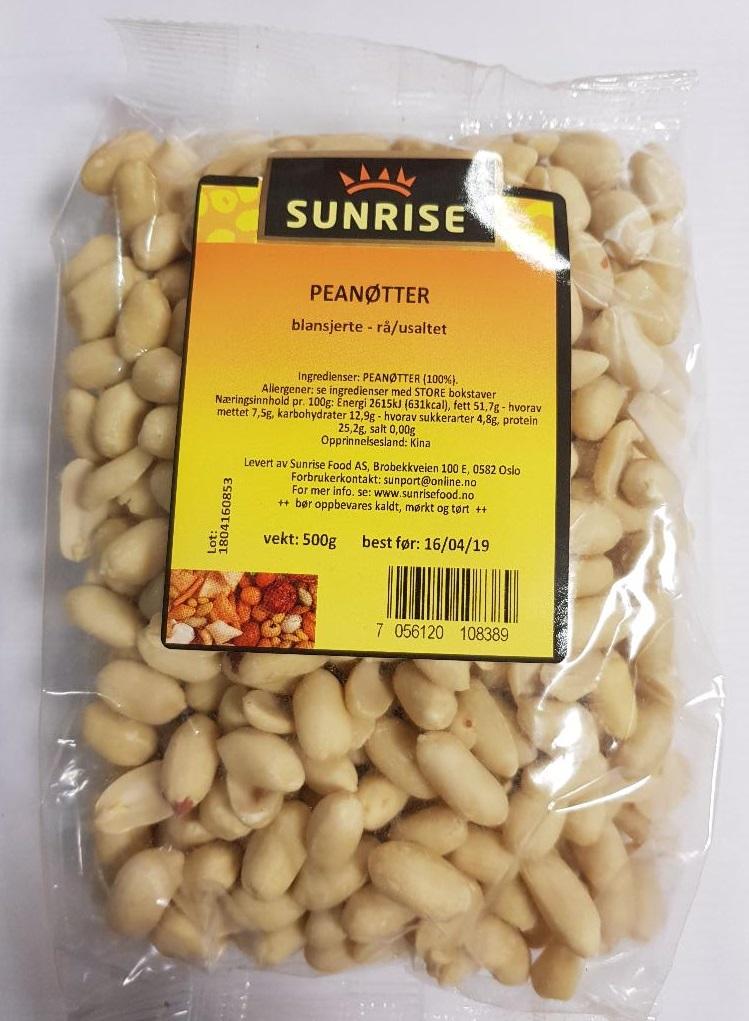 Peanøtter rå, blansjerte - 8x500 gr