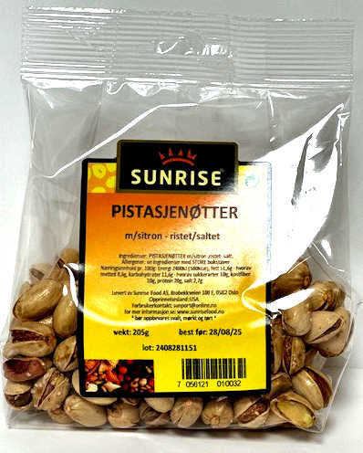 Pistasjenøtter med sitron - rist./salt -12x205g