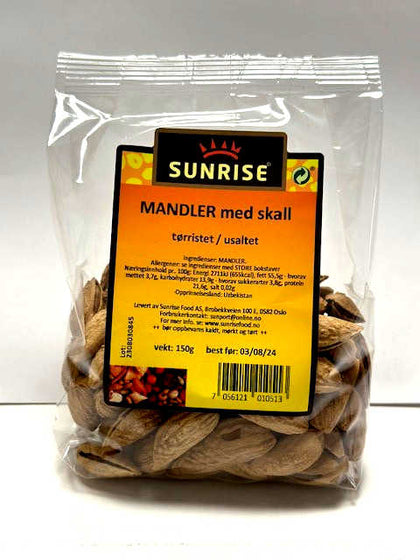 Mandler m/myk skall - ristet / usaltet - 12x205 gr