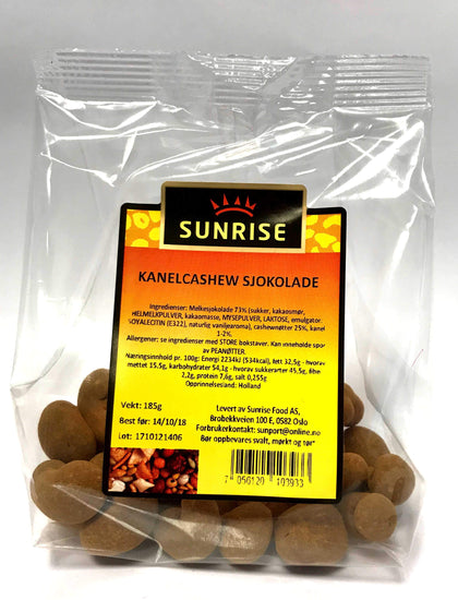 Kanel cashew sjokolade- 12x185 g