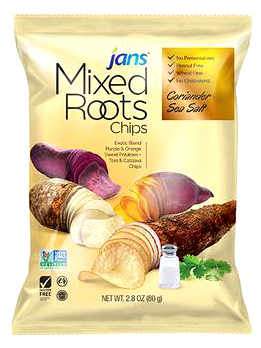 jans mixed roots coriander sea salt chips - 12x84 g