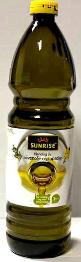 Sunrise olivenolje & rapsolje - 12x1 lt