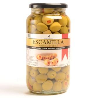 Grønn oliven m/paprika-  12x930 gr