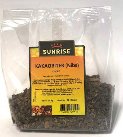 Kakaobiter - nibs, ristet- 12x185 g